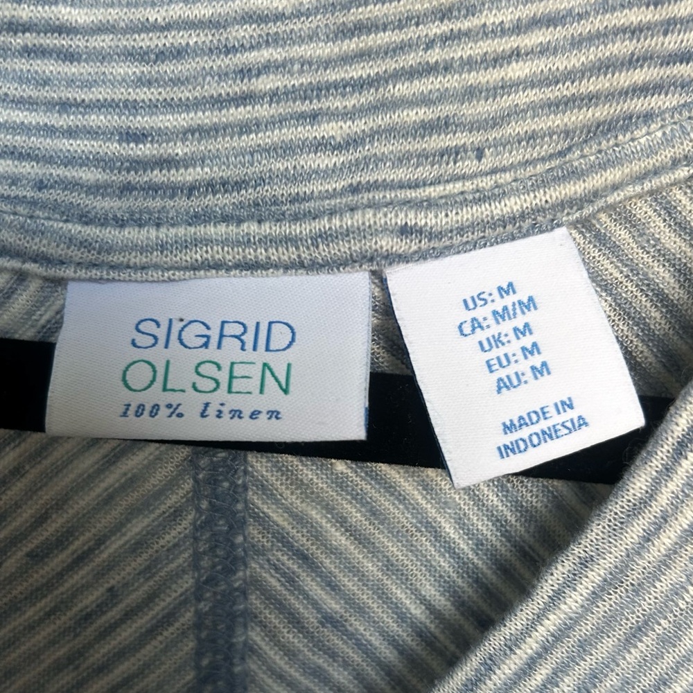 SIGRID OLSEN 100% Linen Jersey Relaxed V-Neck Tank Top Easy Travel Casual Sz M - Picture 2 of 11